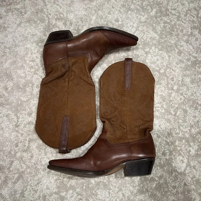 VINTAGE NINE WEST BROWN BRAZILIAN LEATHER EVIE COWBOY BOOTS WOMENS 8  - Image 1 of 4