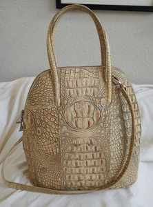 BESSO MOC CROCODILE LEATHER ZIP AROUND SATCHEL W/ LONG STRAP - Picture 1 of 8