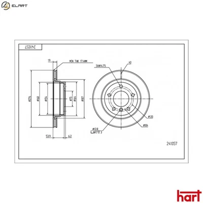 2x BRAKE DISC 241 057 FOR BMW 3/E6/Convertible/E46/Compact N46B18A N42B18 1.8L - Image 1 of 4