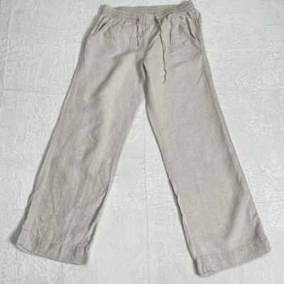 L.L.Bean Women's Pants 100% Linen Wide Leg Boho Beach White Straight Sz 8 READ - Image 1 of 4