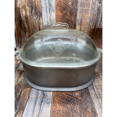 Vintage Guardian Service Oval Roaster with Glass Lid GR-91 Knight Emblem USA - Image 1 of 4