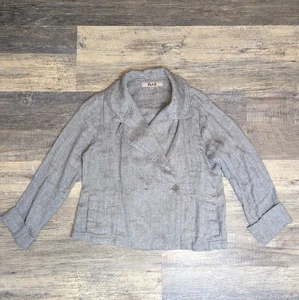 FLAX 100% Linen Size Small Blazer Gray Lagenlook Office Sustainable - Picture 1 of 7