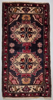 Antique Small Carpet, Hand Woven Pillow Rug, Handmade, Anatolian Rug, Wool - Image 1 of 4