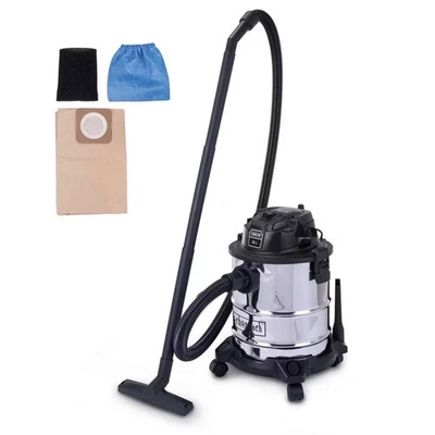 Bidone aspiratutto e aspiraliquidi inox 1200w 20lt WDV20-BE scheppach black - Image 1 of 3