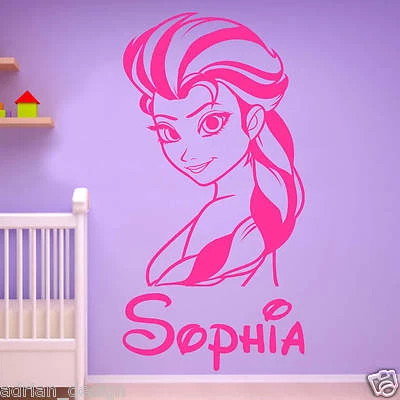FROZEN Elsa with Personalised Any Name Wall Sticker Decal Transfer Removable - Image 1 of 2