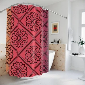 Abstract Floral & Diamonds Shower Curtain - Bath Decor, Home Decor, Chic Elegant - Picture 1 of 5