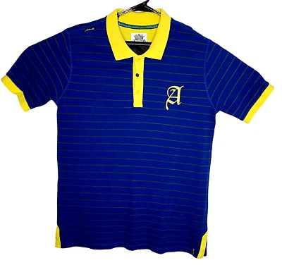 Akademiks Men's Large Blue With Yellow Trim Embroidered Patch Polo Shirt - Image 1 of 4