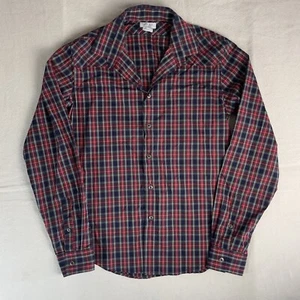 Zara Man Red Tartan Plaid Slim Fit Button Shirt L Long Sleeve Grunge Y2K EUC - Picture 1 of 9