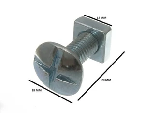 48 De Tornillos De Tejado Cabeza Cruzada + Tuercas Cuadradas ZP 8MM Por 25MM - Imagen 1 de 1