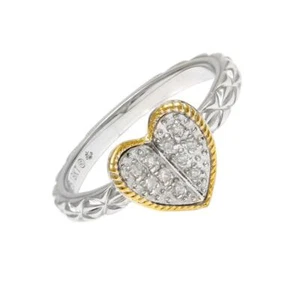 Andrea Candela 18k Oro Amarillo Y Diamantes Pavé Corazón Cable Halo Anillo - Imagen 1 de 1