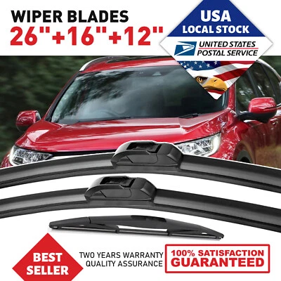 Front + Rear Wiper Blades Set fits Honda CR-V 2017-2022 Windshield Windscreen - Image 1 of 4