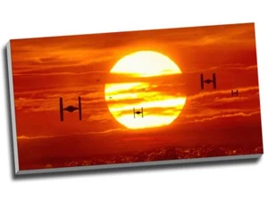 Tie Fighters Sunset Star Wars Canvas Print 30x16" - Picture 1 of 1