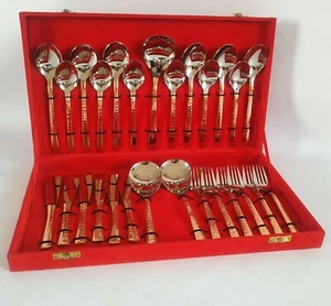 Cuchillos y cubiertos cubiertos de cobre de acero inoxidable de 27 piezas - Imagen 1 de 10