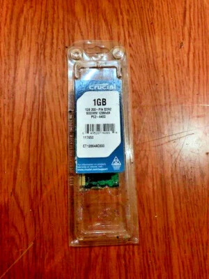 Crucial 1GB 200 Pin DDR2 Sodimm 128Mx64 PC2-6400 CT12864AC800 - Image 1 of 4