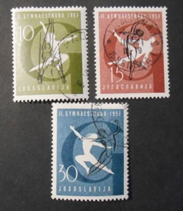 JUGOSLAVIA ,Jugoslavija, Jugoslawien 1957" Ginnica Zagabria 3 Valori USED - Picture 1 of 1