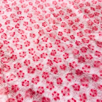 Webpelz kuscheliges Kurzhaar Kunstfell Stoff Deko Soft weich Plüsch Rosa Blümen - Bild 1 von 4