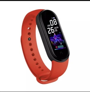 Smart Band 2022 M6 Bracelet w/ Blood Pressure + Heart rate + Sleep Monitor Red - Picture 1 of 6