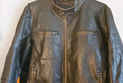 Chaqueta negra remache XL moto bombardero imitación cuero para hombre marrón. Pesado 6 paquetes Foto 1 de 4