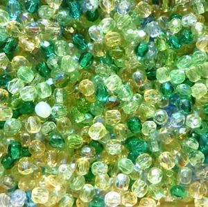 50 Perles à Facettes de boheme 4mm MULTICOLORE TONS VERT - Picture 1 of 1