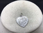 Vintage Sterling Silver 925 "happy Birthday" Etched Floral Heart Pendant S692