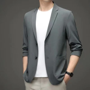Men's Summer Lightweight Suit Jacket Ice Silk Anti-Wrinkle BreathableComfy - Picture 1 of 22
