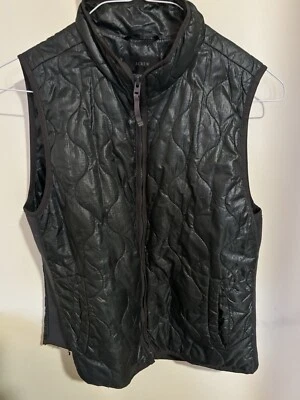 Colete acolchoado de náilon J Crew cinza acolchoado - zíper duplo - feminino tamanho G - Imagem 1 de 4