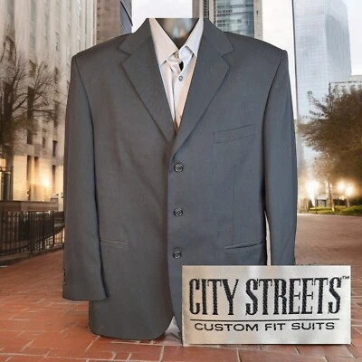 Chaqueta Blazer City Streets Para Hombre 42R Negra 3 Botones Sin Ventilación Foto 1 de 4