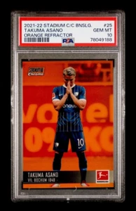 2021-22 Takuma Asano Topps Stadium Club Chrome Orange Refractor 9/25 PSA 10 GEM - Picture 1 of 3