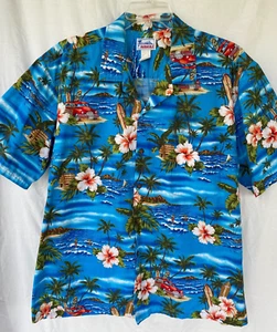 VTG MADE IN HAWAII..SURF BOARDS..WOODYS..FLORAL..COTTON..SHIRT..USA..MEN 2XL - Picture 1 of 4