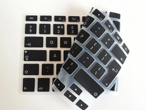 Cover skin tastiera UE Regno Unito per Apple MacBook PRO 15 A1398 (Retina) trasparente e nero - Foto 1 di 13
