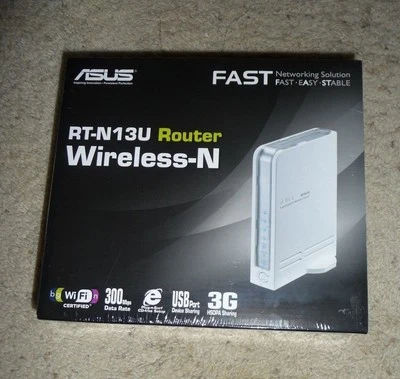 New Sealed ASUS RT-N13U Wireless N300 Router w/ USB, DD-WRT Firmware 3G - Image 1 of 3