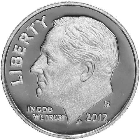 2012 S Roosevelt Dime Gem Deep Cameo 90% Silver Proof US Coin Cover