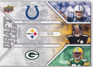 Peyton Manning Hines Ward & Charles Woodson 1998 DRAFT CLASS Trio Football Karte! - Bild 1 von 2