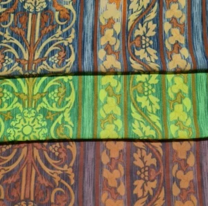 Printed Chiffon Fabric Floral And Striped 55" Wide - Picture 1 of 12