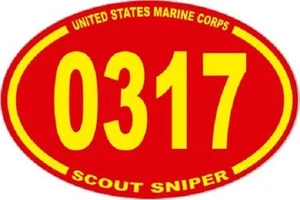 3 X 4.5 UNITED STATES MARINE CORPS USMC 0317 SCOUT SNIPER OVAL EURO STICKER - Picture 1 of 1