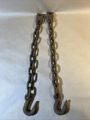 Pair Of Vintage Safety Chains For Military Jeep Trailer INV-JDJ73 Foto 1 de 4