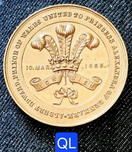 Royaume-Uni Tottenham - Superbe Méd. Bronze 38mm - Mariage Prince De Galles 1863 - Picture 1 of 2