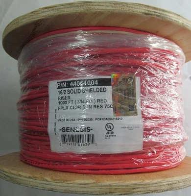 1000ft SPOOL HONEYWELL GENESIS 16/2 SOLID COPPER SHIELDED FIRE ALARM CABLE 16AWG - Image 1 of 2