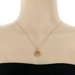 LeVian 10K Yellow Gold Citrine Diamond Clover Necklace 45cm Used Good Condition - Picture 1 of 5