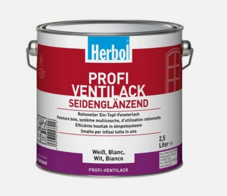 HERBOL Profi Ventilack 2.5 L Fensterlack Seidenglanzlack Weisslack Alkydharzlack - Bild 1 von 1