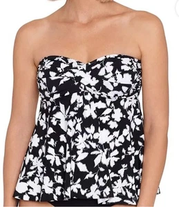 Swim Solutions Women's Printed Flyaway Tankini Top Swimwear Black Size 14 $72 - Picture 1 of 6