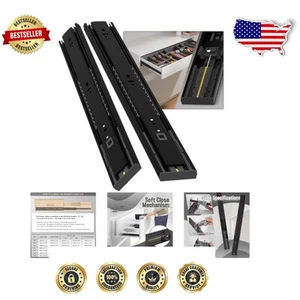 High-Quality Steel 16-Inch Drawer Slides with Soft Close and Full Extension - Picture 1 of 9