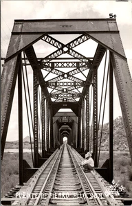 RPPC Ferroviaria Ponte Fierro Hillo Sonora Messico foto reale cartolina - Foto 1 di 2