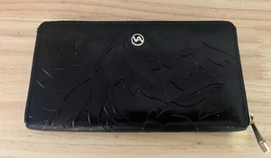 VALENTINA geprägtes Leder umlaufender Reißverschluss Clutch Organizer Geldbörse - Made in ITALY - Bild 1 von 5