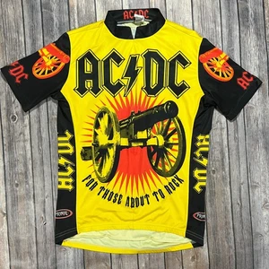 AC/DC 2004 Primal Cycling Jersey Medium Mens Yellow Black Full Zip Vintage - Picture 1 of 7