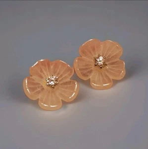 Natural Rose Quartz & Crystal Flower Earrings Handmade Pink Dainty Reiki - Picture 1 of 8