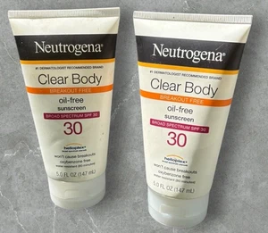 2 Stück Neutrogena Clear Body Breakout Free Sonnencreme ~ LSF 30 ~ 5 FL OZ $0 Versand - Bild 1 von 2