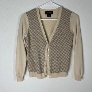 Cárdigan de cachemir de seda crema Brooks Brothers XS *mancha 212 - Imagen 1 de 5
