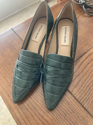 Zapatos de salón Antonio Melani verde cocodrilo gatito talla 6M-totalmente nuevos Foto 1 de 4