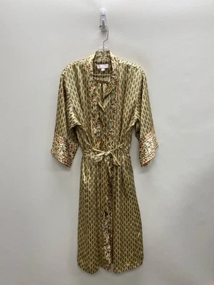 Bata de mujer Oscar de la Renta talla S dorada multicolor satinada Foto 1 de 4